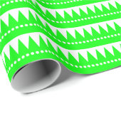 Papier Cadeau Montagnes Aztec - Vert sur Blanc (Coin rond)