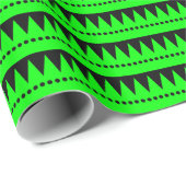 Papier Cadeau Montagnes Aztec - Vert sur Noir (Coin rond)