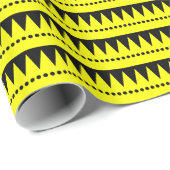 Papier Cadeau Montagnes Aztèques - Jaune sur Noir (Coin rond)