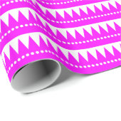 Papier Cadeau Montagnes Aztèques - Magenta en blanc (Coin rond)