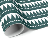 Papier Cadeau Montagnes Aztèques - Vert foncé sur Blanc (Coin rond)