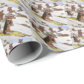 Papier Cadeau Montagnes de ski de neige (Coin rond)