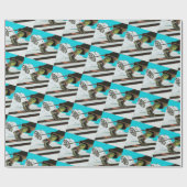 Papier Cadeau Montagnes de ski de neige (Plat)