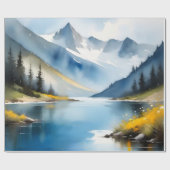 Papier Cadeau Montagnes enneigées et lac (Plat)