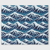 Papier Cadeau Montagnes Retro Snowy Blue (Plat)