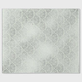 Papier Cadeau Monte Argent Vert Argent Royal Ornement Damask Min (Plat)