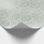 Papier Cadeau Monte Argent Vert Argent Royal Ornement Damask Min (Coin)