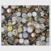 Papier Cadeau Montres De Poche À Thème Steampunk, Équipements, H (Plat)