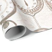 Papier Cadeau Montres et clés de poche vintages (Coin rond)