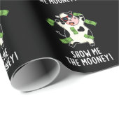 Papier Cadeau Montrez-Moi Le Mooney Funny Cow Pun Dark BG (Coin rond)