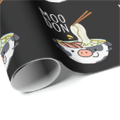 Papier Cadeau Moo-don Funny Udon Pun Dark BG (Coin rond)