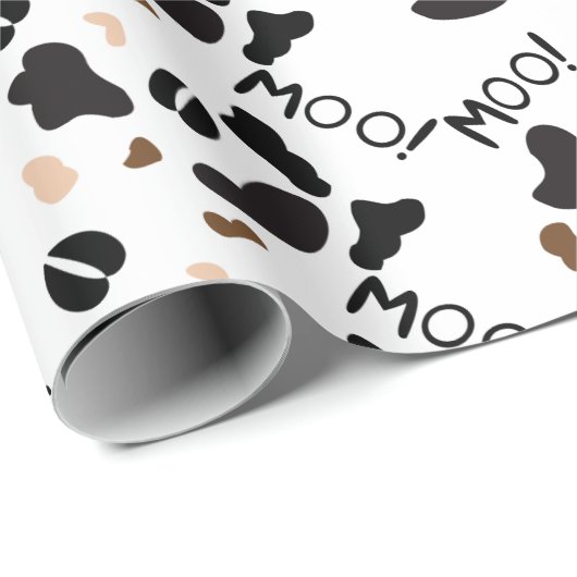 Papier Cadeau Moo Vache Imprimer Papier d'enveloppement d'annive (Coin rond)