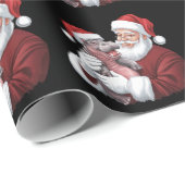 Papier Cadeau Moodeng Noël Funny Père Noël Vintage (Coin rond)