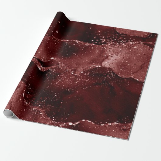 Papier Cadeau Moody Agate | Henné sang rouge grenat bijou ton (Déroulé)