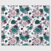 Papier Cadeau Moody Boho | Eggplant violet et Rose Turquoise Mot (Plat)