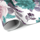Papier Cadeau Moody Boho | Eggplant violet et Rose Turquoise Mot (Coin rond)