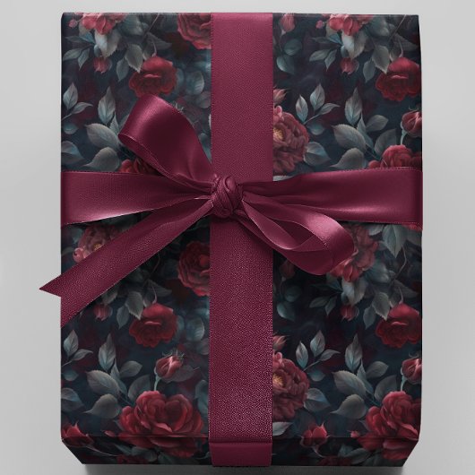 Papier Cadeau Moody Burgundy rose