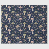 Papier Cadeau Moody Dark Navy Fungi Seamless Pattern (Plat)