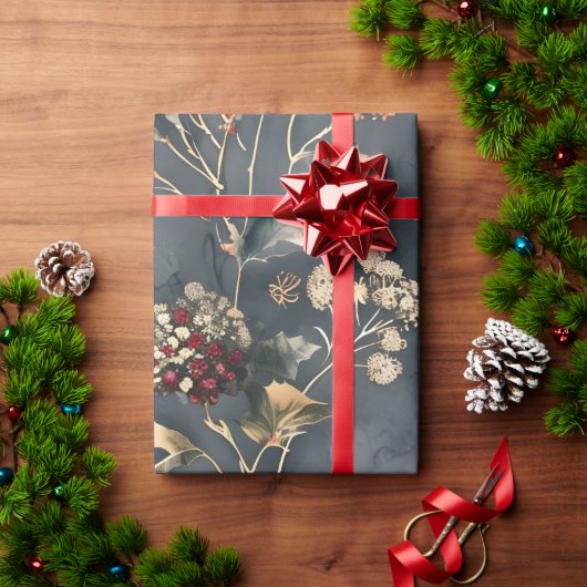 Papier Cadeau Moody Floral Winter (Cadeau de vacances)
