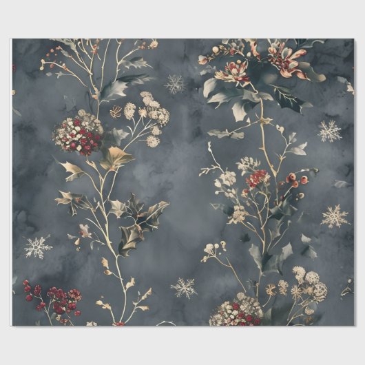 Papier Cadeau Moody Floral Winter (Plat)