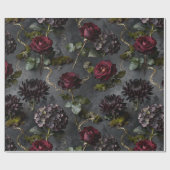 Papier Cadeau Moody Flower Dark Floral Gift (Plat)