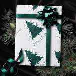 Papier Cadeau Moody Joyeux Noël | Arbre Turquoise foncé de minui<br><div class="desc">C'est la saison pour décorer et divertir ! Moderne, sombre et moody abstrait arbre de vacances et "Joyeux Noël" écrit à la main dans une palette riche et luxueuse. Cet élégant design festif est orné d'un sapin de Noël brillant et fantaisiste avec une plaque de peinture frisonnante rehaussée d'une parties...</div>