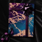 Papier Cadeau Moody Luxe Marble | Profond violet et Turquoise or