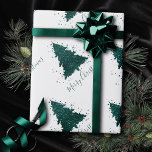 Papier Cadeau Moody Merry Christmas | Dark Midnight Teal Tree<br><div class="desc">Tis the season to decorate and entertain! Modern, dark, and moody abstract holiday tree and hand-lettered "Merry Christmas" in with a rich, luxe palette. This elegant festive design features a whimsical sparkly Christmas tree with a frisky paint splatter enhanced with faux metallic glitter. For other colors or matching products, please...</div>