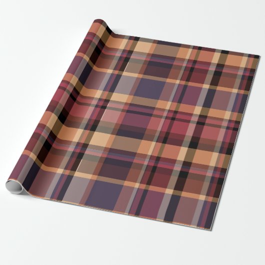 Papier Cadeau Moody Oversized Autumn Sunset Plaid (Déroulé)