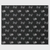 Papier Cadeau Moody rose Abstrait motif floral noir (Plat)