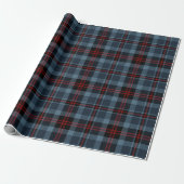Papier Cadeau Moody Slate Blue and Deep Red Tartan Plaid (Déroulé)