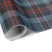 Papier Cadeau Moody Slate Blue and Deep Red Tartan Plaid (Coin rond)