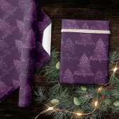Papier Cadeau Moody Tree Motif | Noel profond pourpre de prune