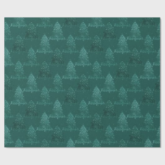 Papier Cadeau Moody Tree Motif | Noël Turquoise de minuit foncé (Plat)
