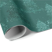 Papier Cadeau Moody Tree Motif | Noël Turquoise de minuit foncé (Coin rond)