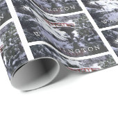 Papier Cadeau Moon Bridge & Pond en hiver | Seattle, Washington (Coin rond)