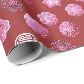 Papier Cadeau Mooncakes rose et rouge (Coin rond)