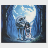 Papier Cadeau Moonlit Bond – The Wolf and the Gothic Fairy. (Plat)