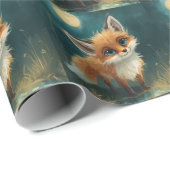 Papier Cadeau Moonlit Fox, Night Forest  (Coin rond)