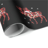 Papier Cadeau Moose Christmas Red Plaid Buffalo Xmas Santa Hat (Coin rond)