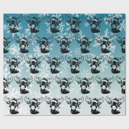 Papier Cadeau Moose de Noël (Plat)