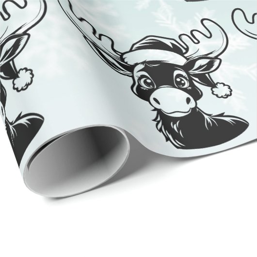 Papier Cadeau Moose de Noël (Coin rond)