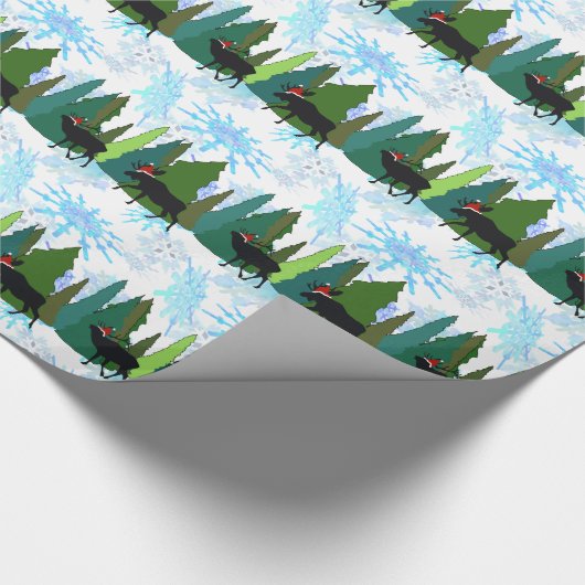 Papier Cadeau Moose et Elk Jouer Père Noël Wrapper Papier (Coin)