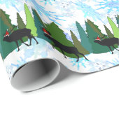 Papier Cadeau Moose et Elk Jouer Père Noël Wrapper Papier (Coin rond)