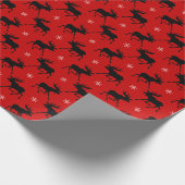 Papier Cadeau Moose rustique et Motif d'hiver rouge neige (Coin)