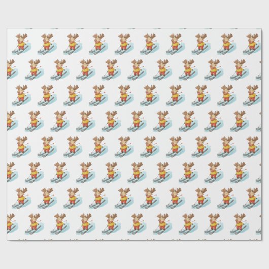 Papier Cadeau Moose Skiing sur l'Arrière - plan blanc (Plat)