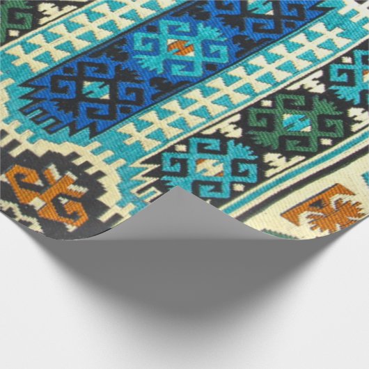 Papier Cadeau Moquette orientale turque persane bleu vert (Coin)