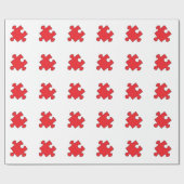 PAPIER CADEAU MORCEAU DE PUZZLE ROUGE (Plat)