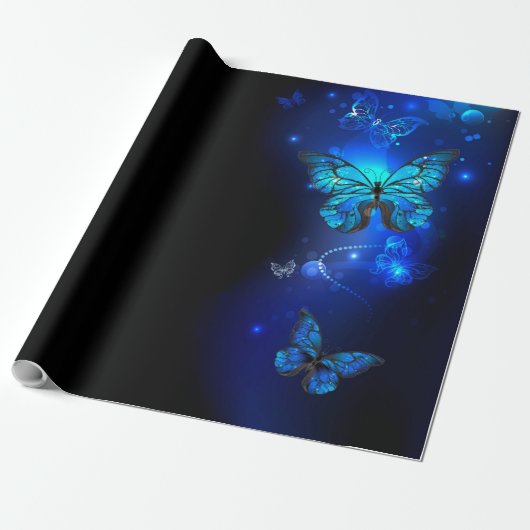 Papier Cadeau Morpho Butterfly in the Dark Background (Déroulé)