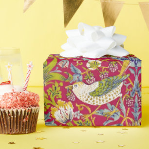 Papier Cadeau Morris Voleur de Fraises Rouge Framboise Citron Fl
